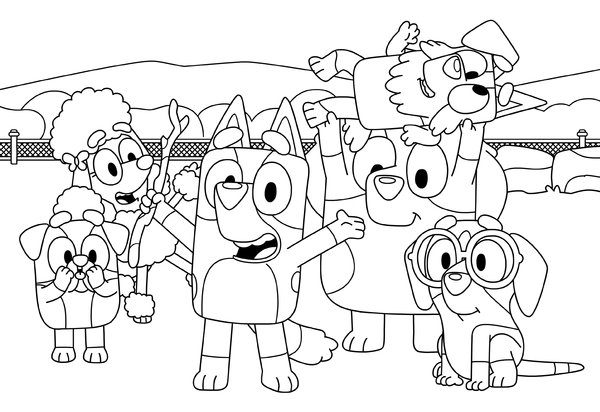 Cirque Bluey coloring page for children
