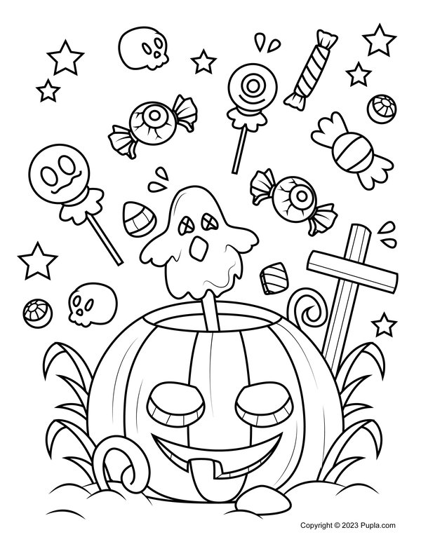 Citrouille Et Bonbons Dhalloween coloring page for children