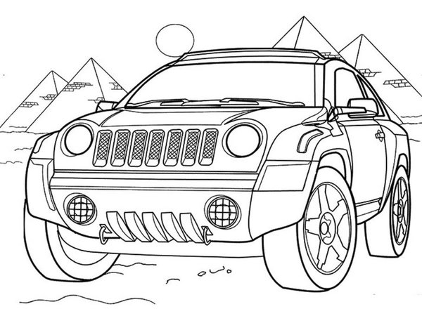 Coches Jeep En Desert coloring page for children