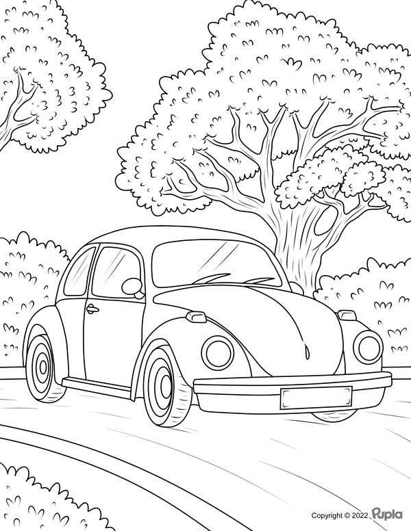 Coches Volkswagen Escarabajo coloring page for children