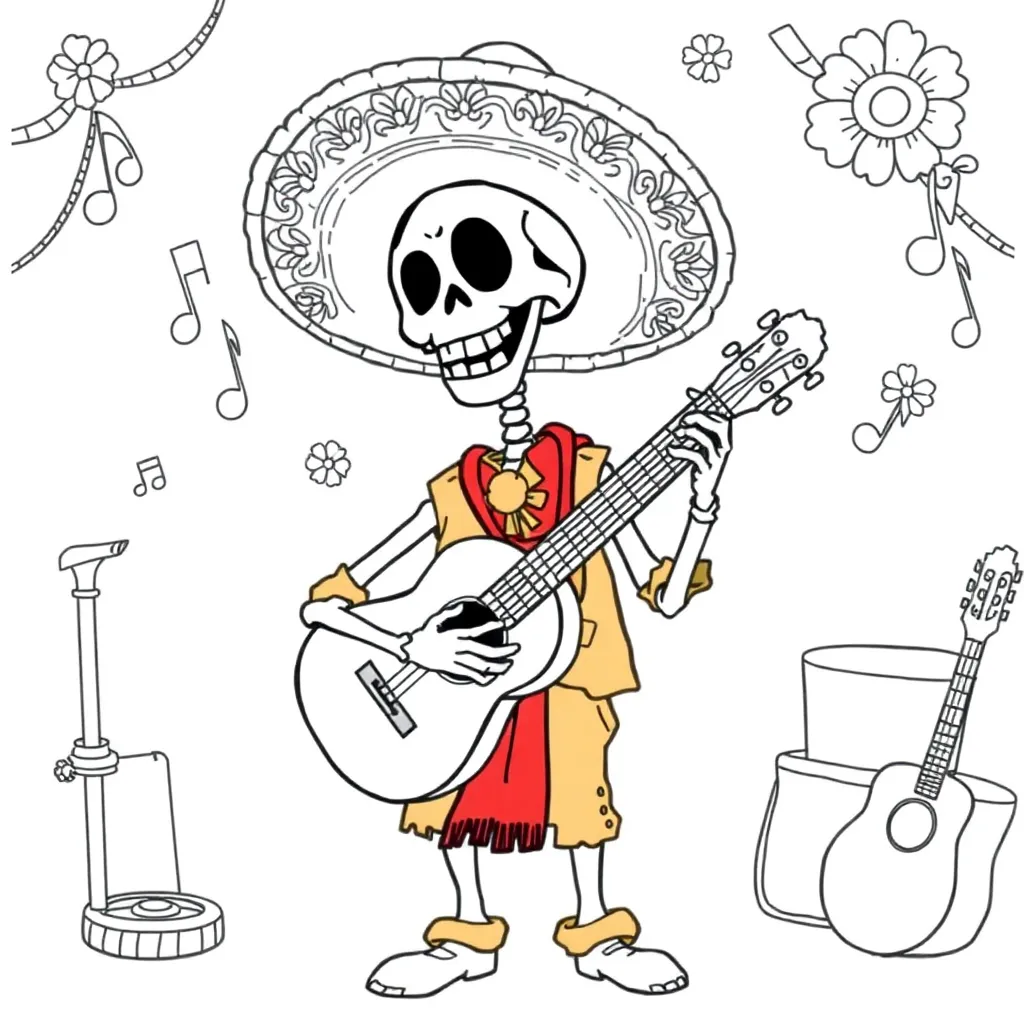 Coco Disney Pixar Muziek Animatie coloring page for children