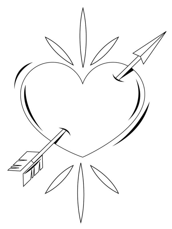 Coeur Mignon Avec Fleche coloring page for children