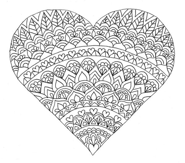 Coeur Zentangle coloring page for children