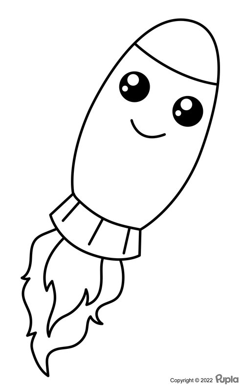 Cohete Kawaii Bonito Y Facil coloring page for children