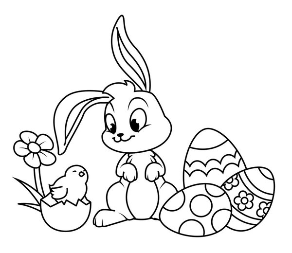 Conejo De Pascua Con Patito coloring page for children