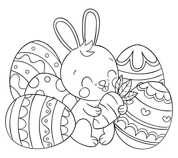 Conejo De Pascua Con Zanahoria coloring page for children