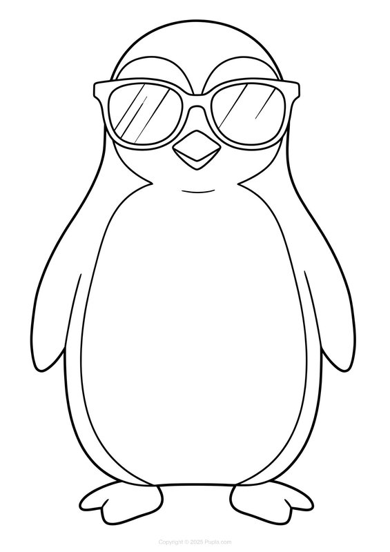 Coole pinguïn met zonnebril coloring page for children