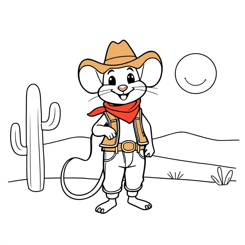 Cowboy Muis coloring page for children