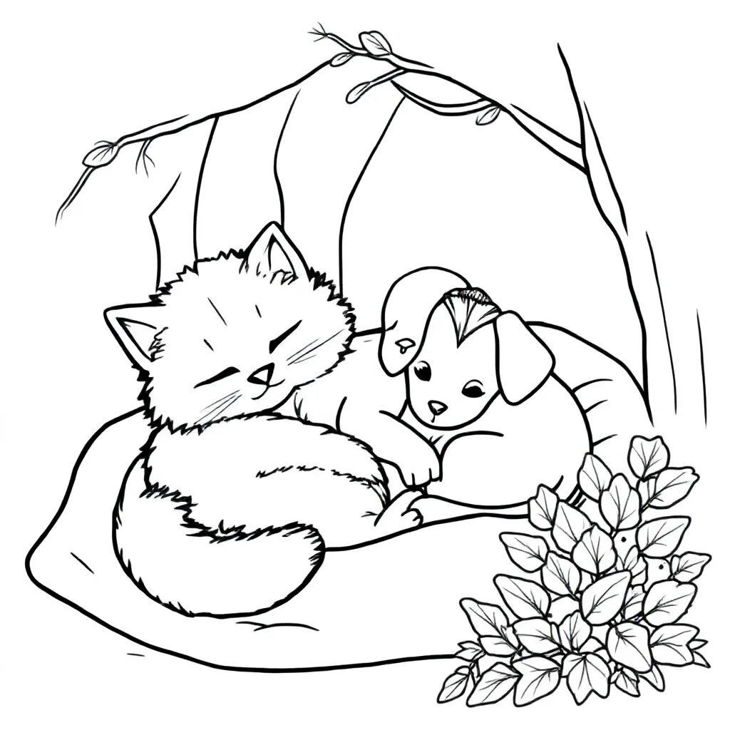 cozy dieren kleurplaat voor kinderen