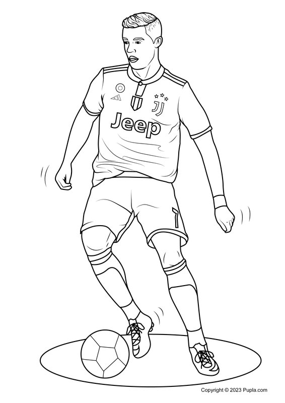Cristiano Ronaldo Dribble coloring page for children