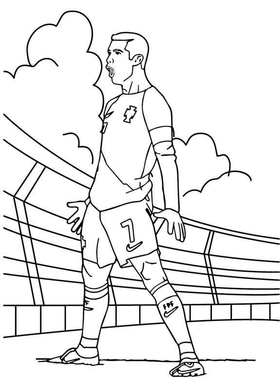 Cristiano Ronaldo Siuuu coloring page for children