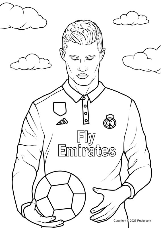 Cristiano Ronaldo sujeta el balón coloring page for children