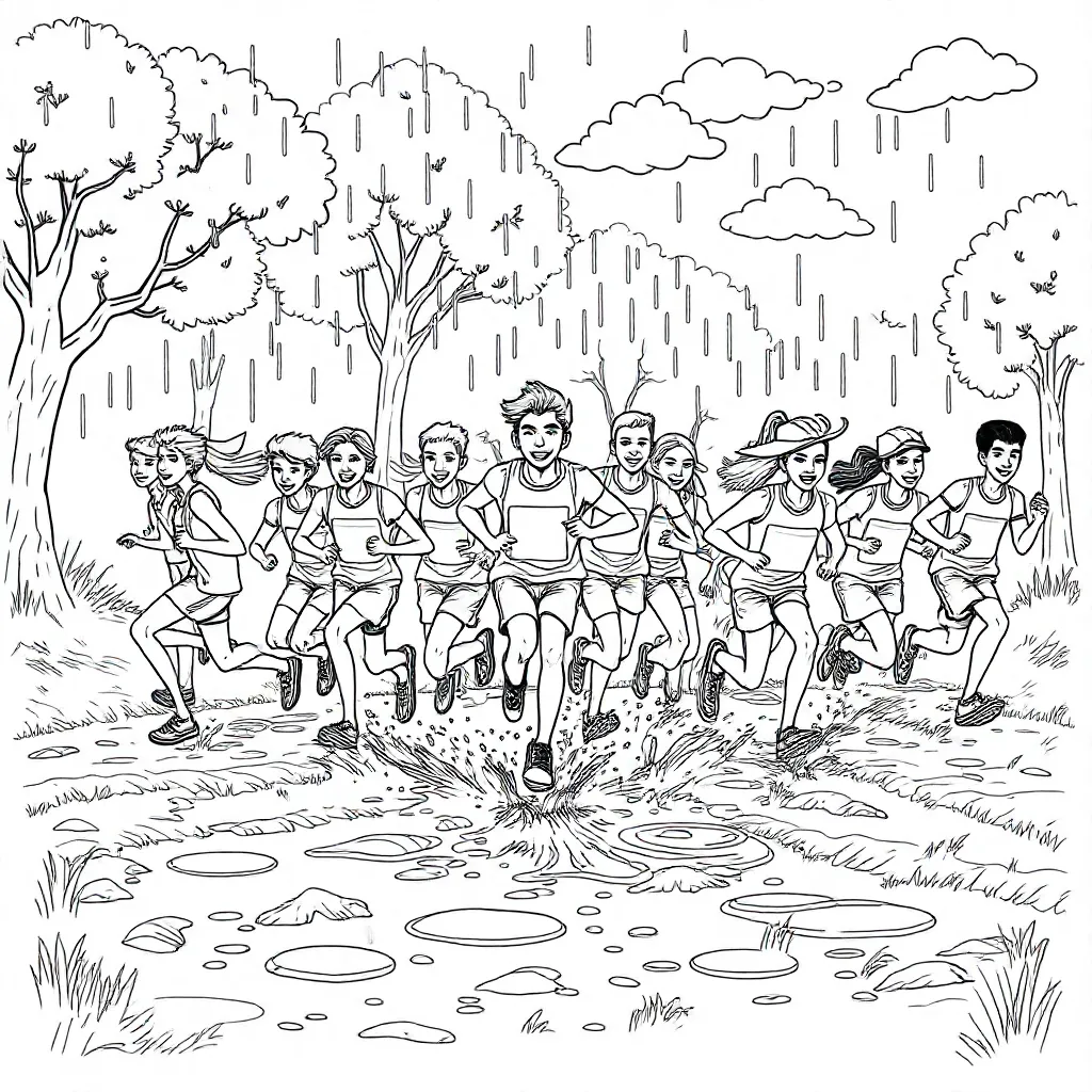 Cross-Country Running with Crowds, Muddy Ground, and Rain