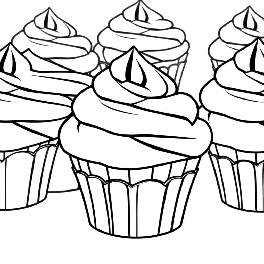 Cupcakes Bakken Zoet Feest Decoratie coloring page for children