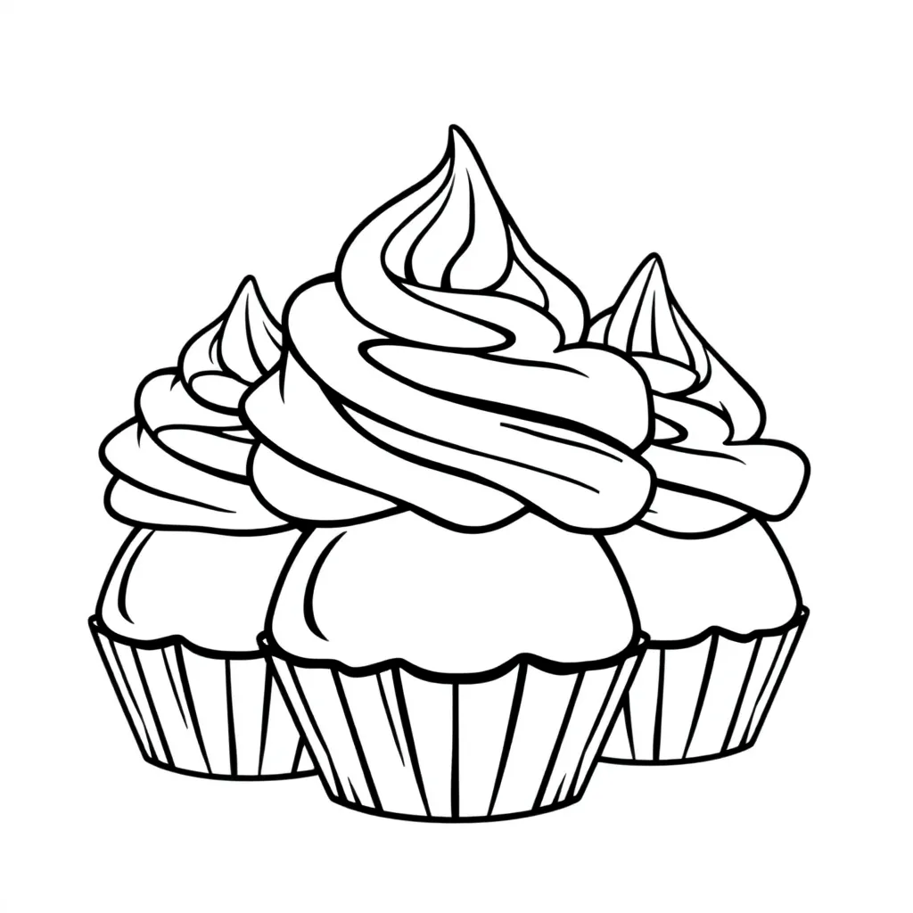 Cupcakes Bakken Zoet Feest Decoreren coloring page for children
