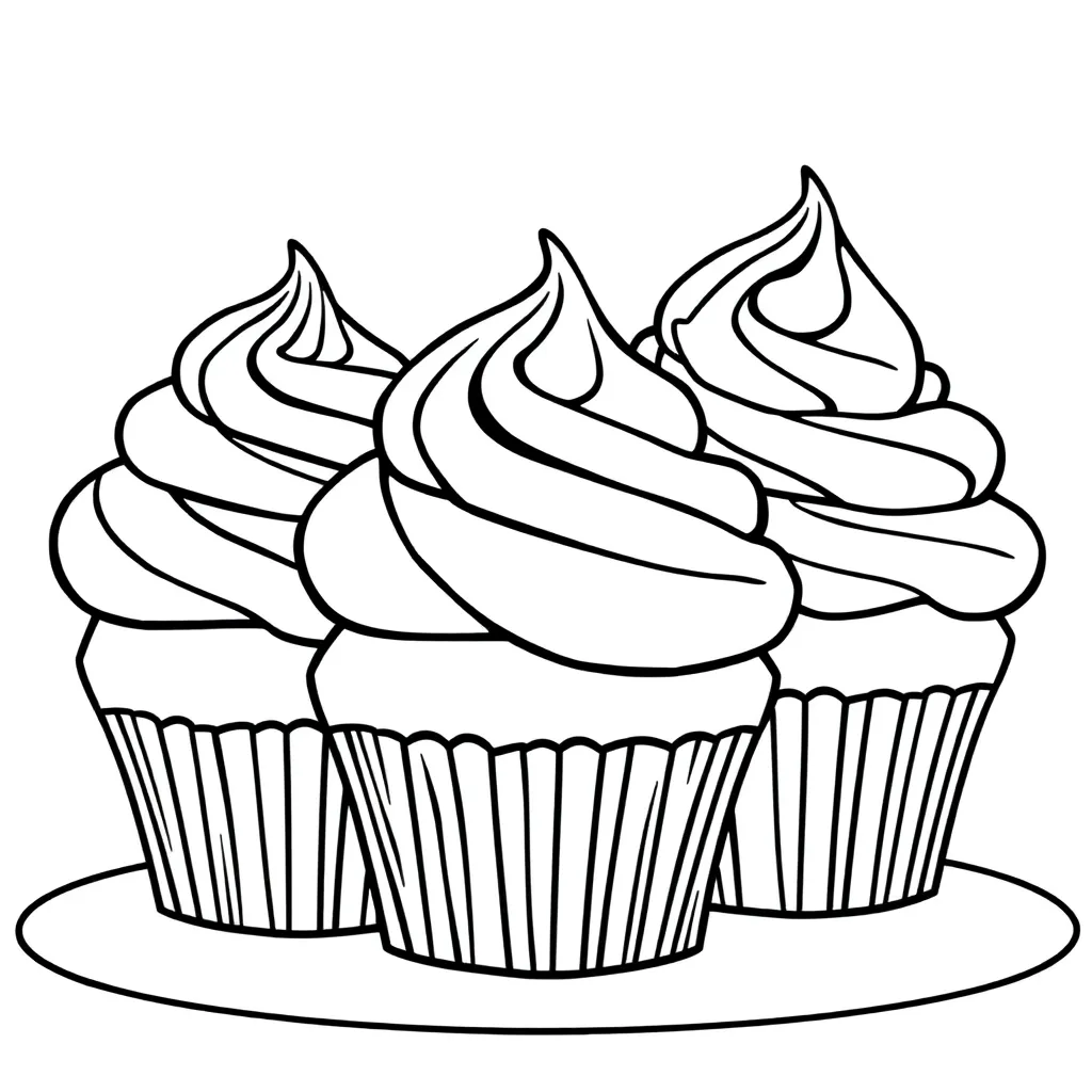 Cupcakes Bakken Zoet Feestelijk Dessert coloring page for children