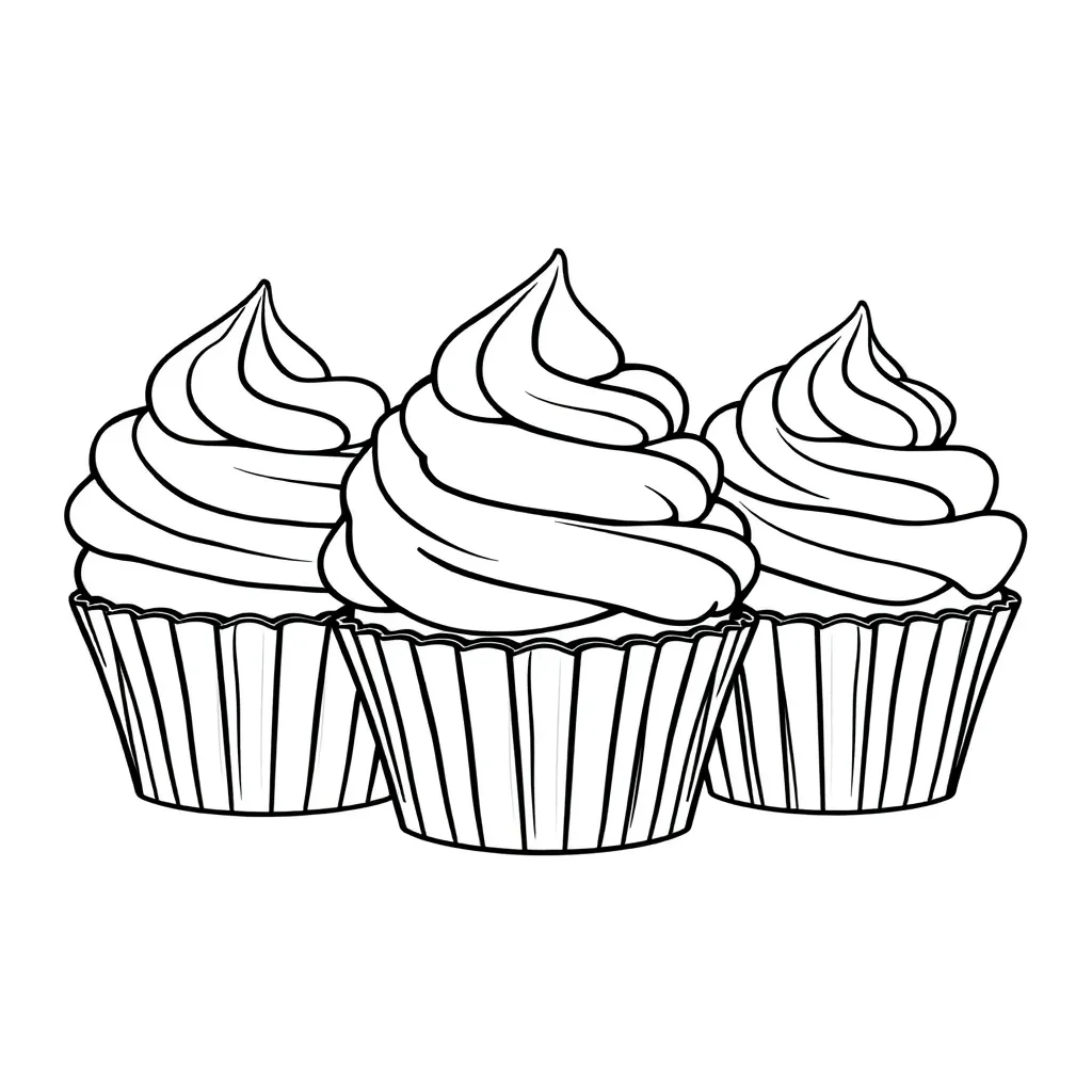 Cupcakes Bakken Zoet Feestelijk Dessert coloring page for children