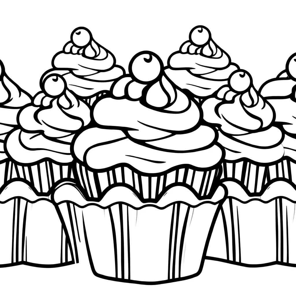 Cupcakes Zoet Bakken Dessert Taart coloring page for children