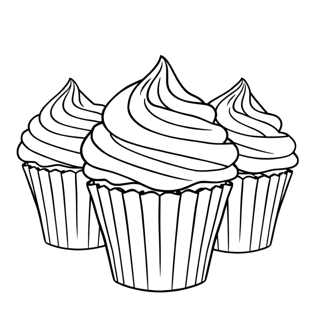 Cupcakes Zoet Bakken Taart Dessert coloring page for children
