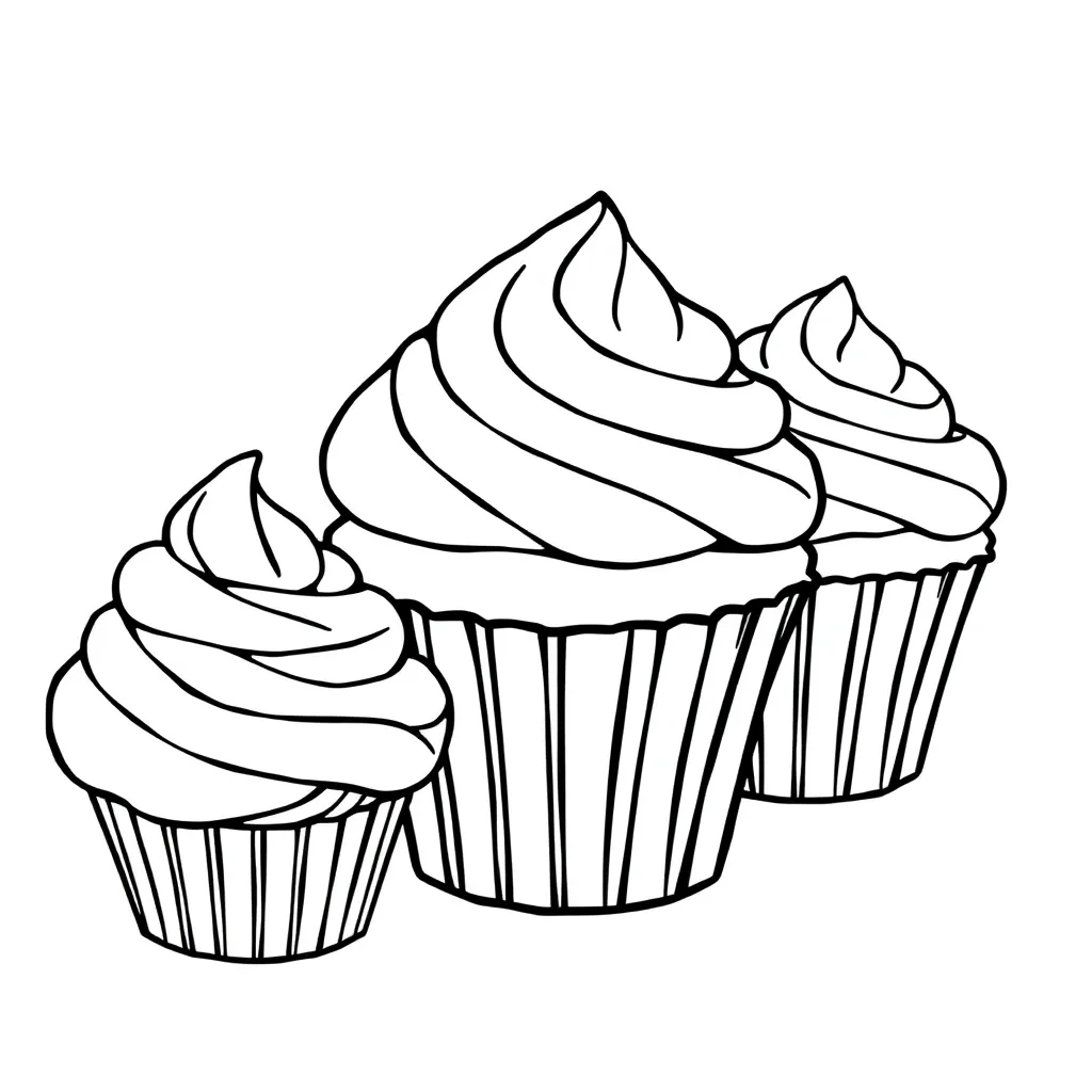 Cupcakes Zoet Bakken Taart Dessert coloring page for children