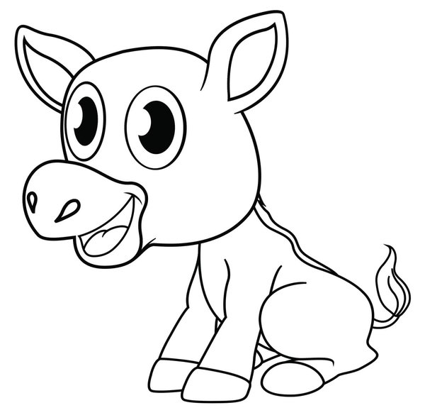 Cute Donkey coloring page for children