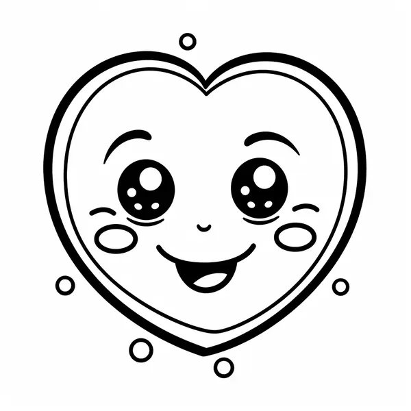 Cute Kawaii Heart coloring page for children