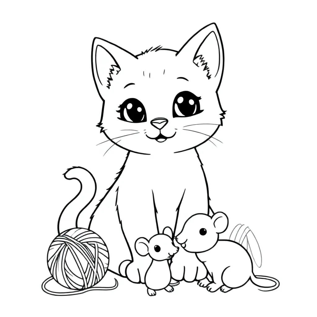 Cute Kitin coloring page for children