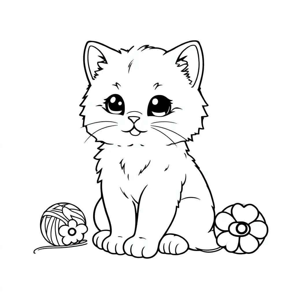 Cute Kitin coloring page for children