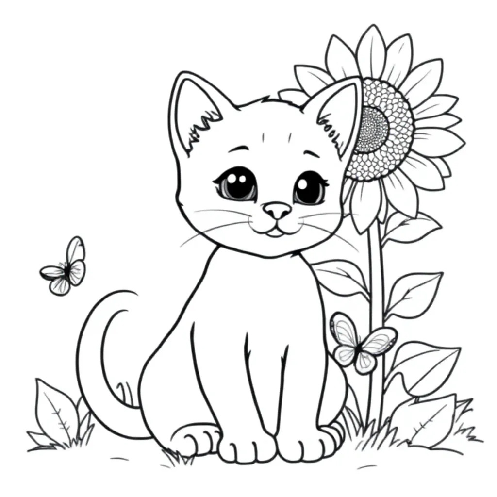 Cute Kitten Kleurplaat coloring page for children