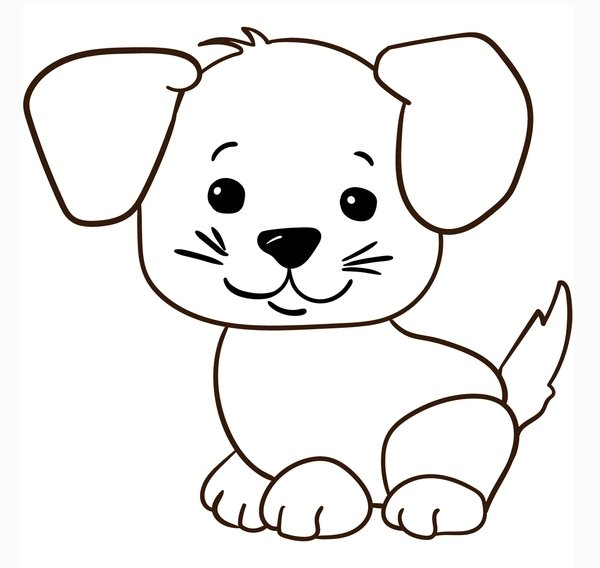 Cute Sitting Cartoon Puppy coloring page for children