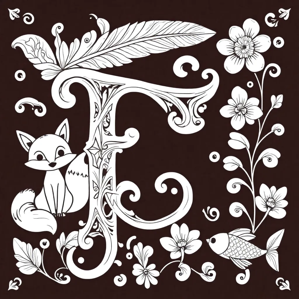 de letter f kleurplaat voor kinderen