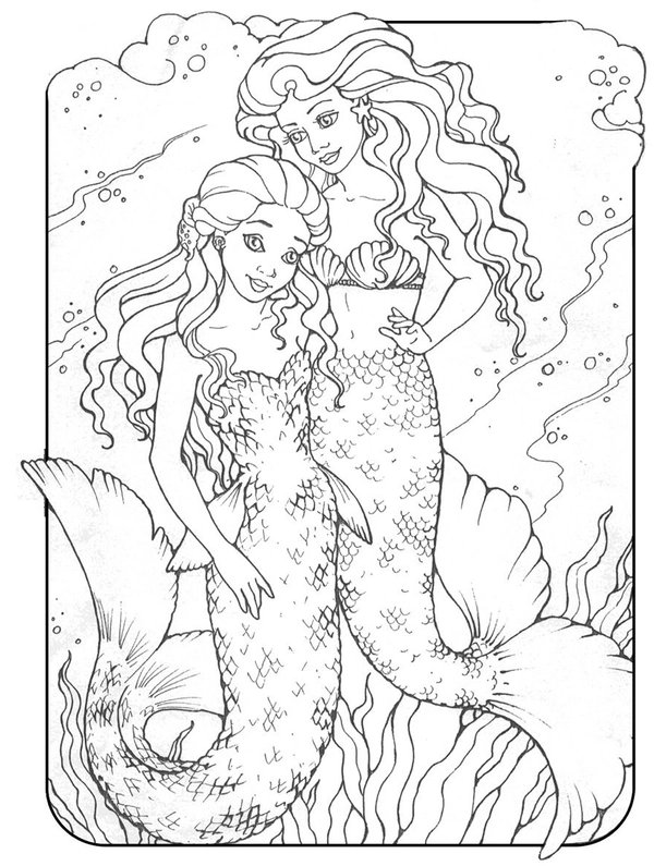 Deux Sirenes Ensemble Detaille coloring page for children