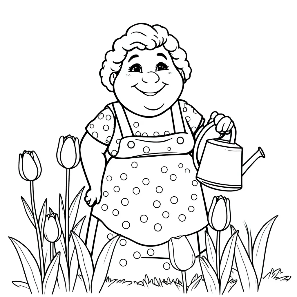 Dikke Dame coloring page for children