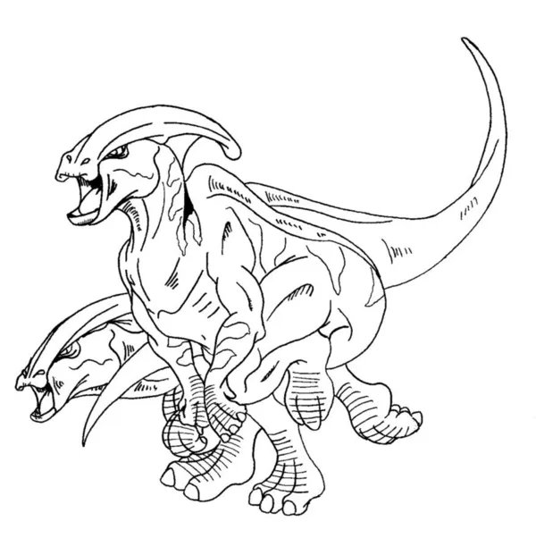 Dinosaur Parasaurolophus Pair coloring page for children