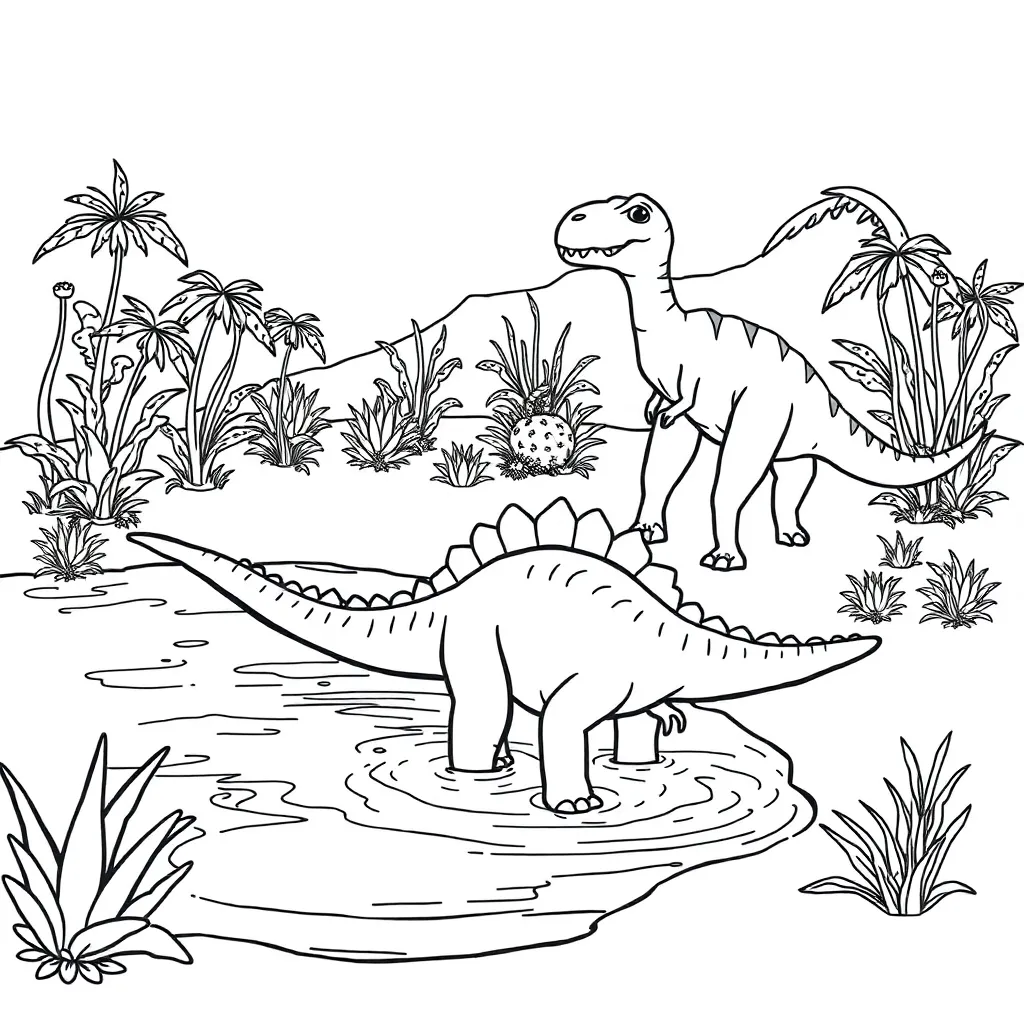 Dinosaurus Prehistorisch Avontuur Natuur Educatief coloring page for children