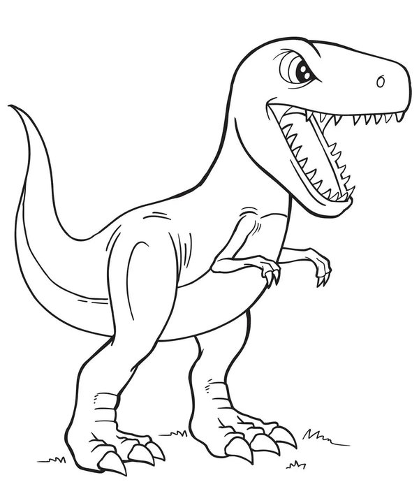 Dinosaurus T Rex Simpel coloring page for children