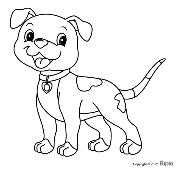 Dog Happy Puppy Standing coloring page for children