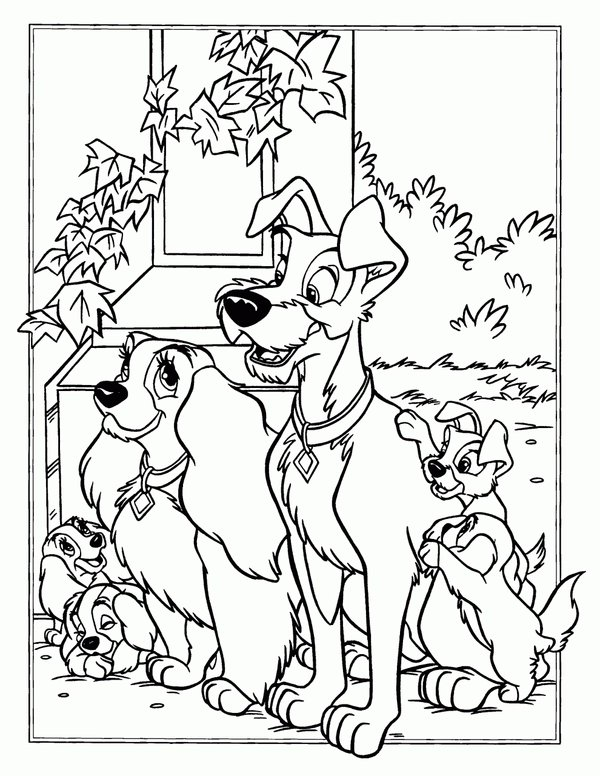 Dogs Lady Vagebond coloring page for children