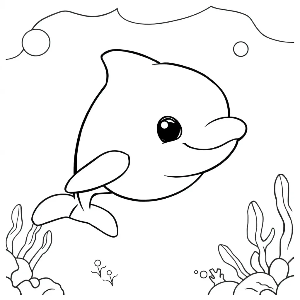 Dolfijn Zee Natuur Zeezoogdier Kinderactiviteit coloring page for children