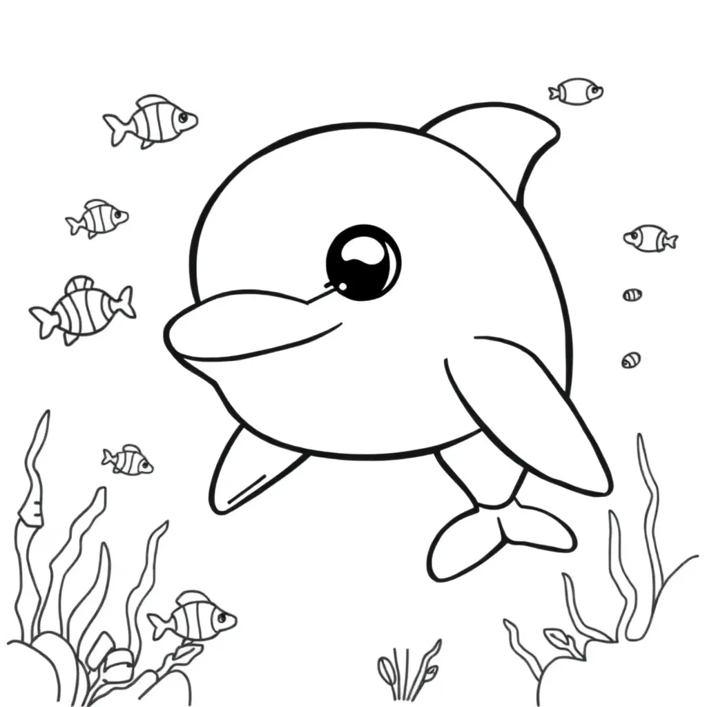 Dolfijn Zee Zeezoogdier Natuur Creatief coloring page for children