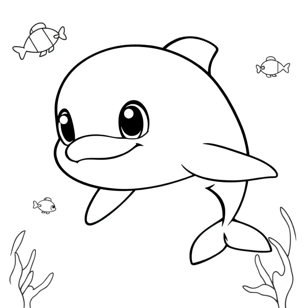 Dolfijn Zee Zeezoogdier Natuur Creatief coloring page for children