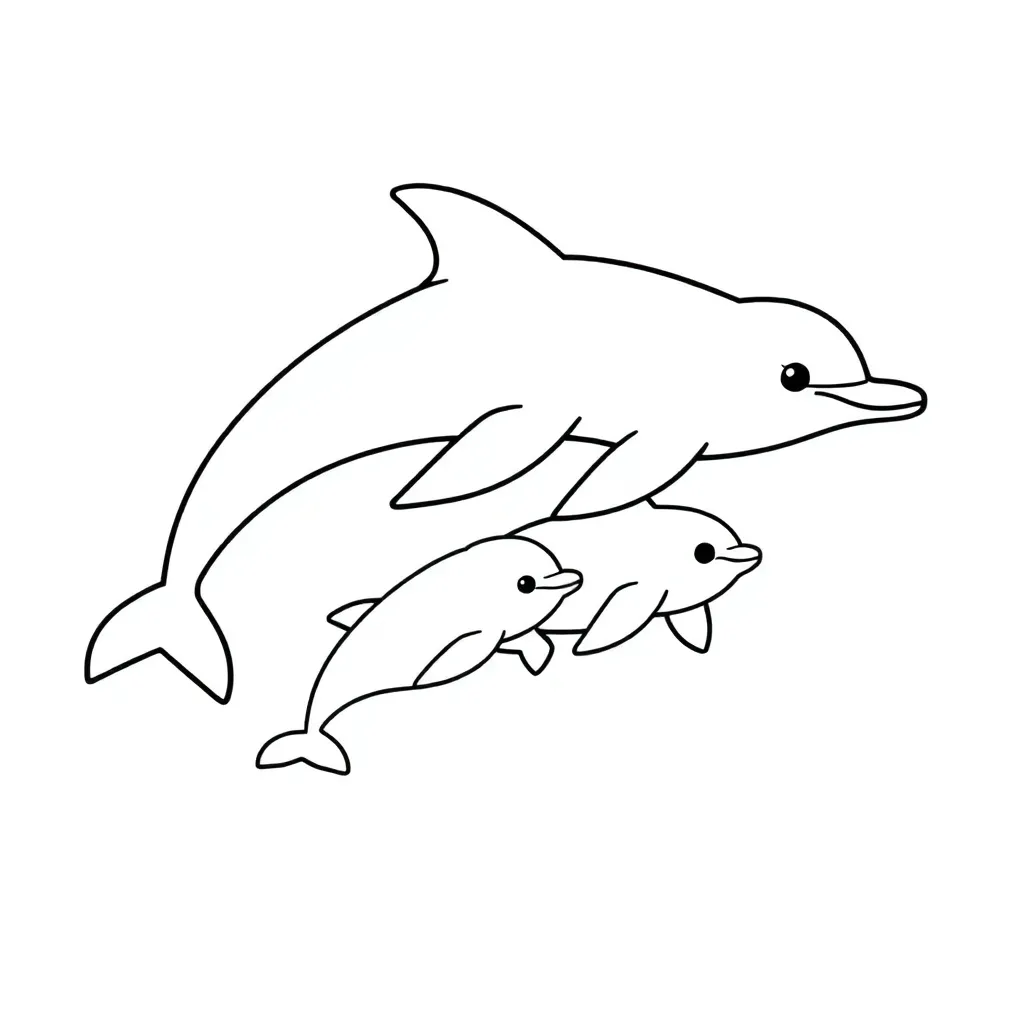 Dolfijn Zee Zoogdier Natuur Zwemmen coloring page for children