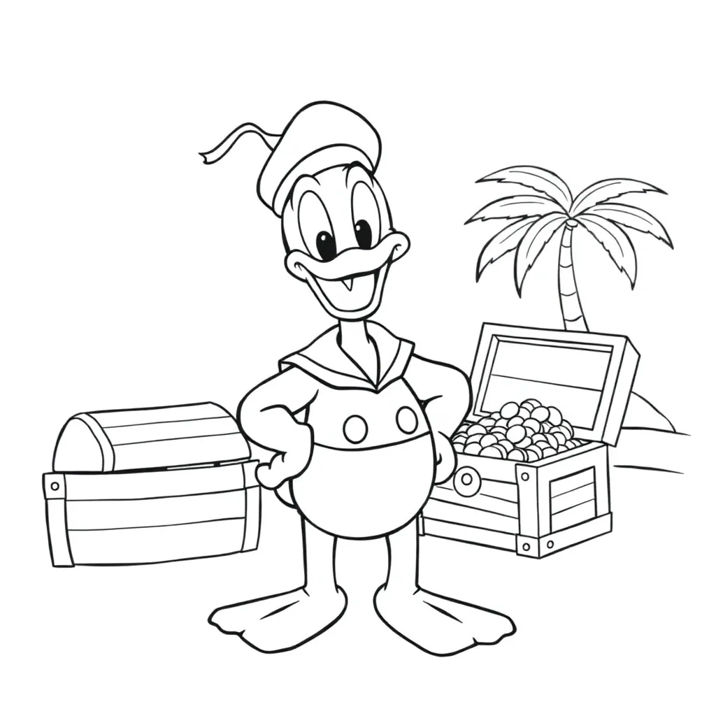 Donald Duck Disney Stripfiguur Cartoon Avontuur coloring page for children