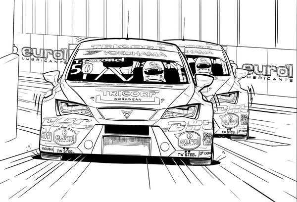 Dos Coches De Carreras Eurol coloring page for children