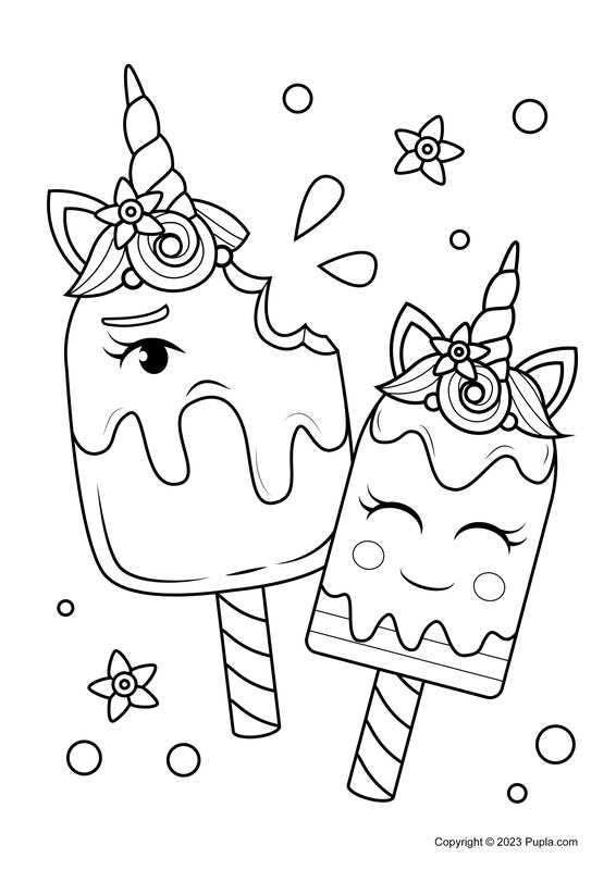 Dos Helados De Unicornio coloring page for children
