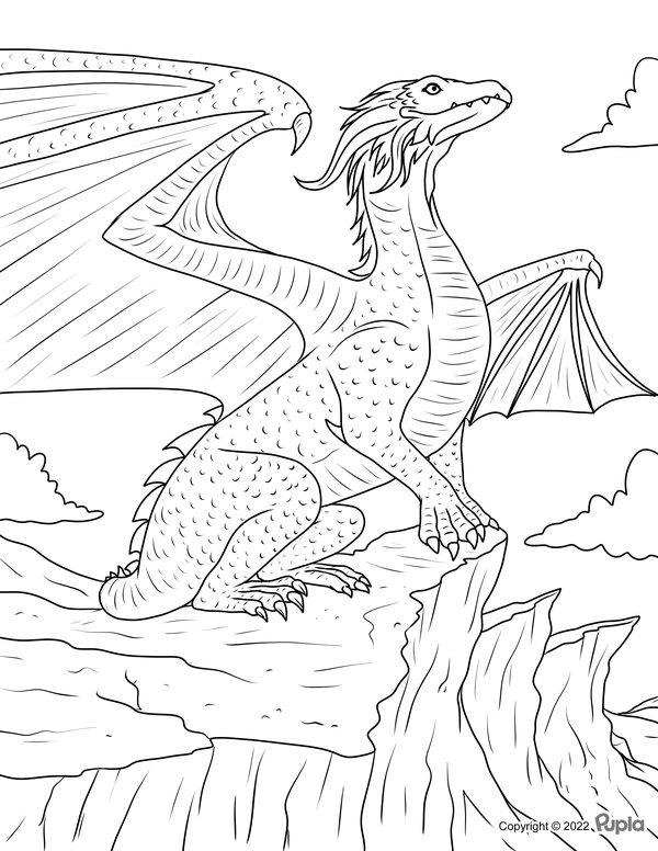 Dragon Sur La Montagne coloring page for children