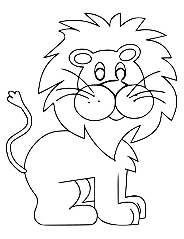 Easy Cartoon León bebé coloring page for children