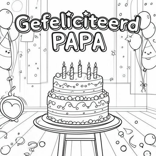 een feestelijke kamer een feestelijke taart kleurplaat voor kinderen