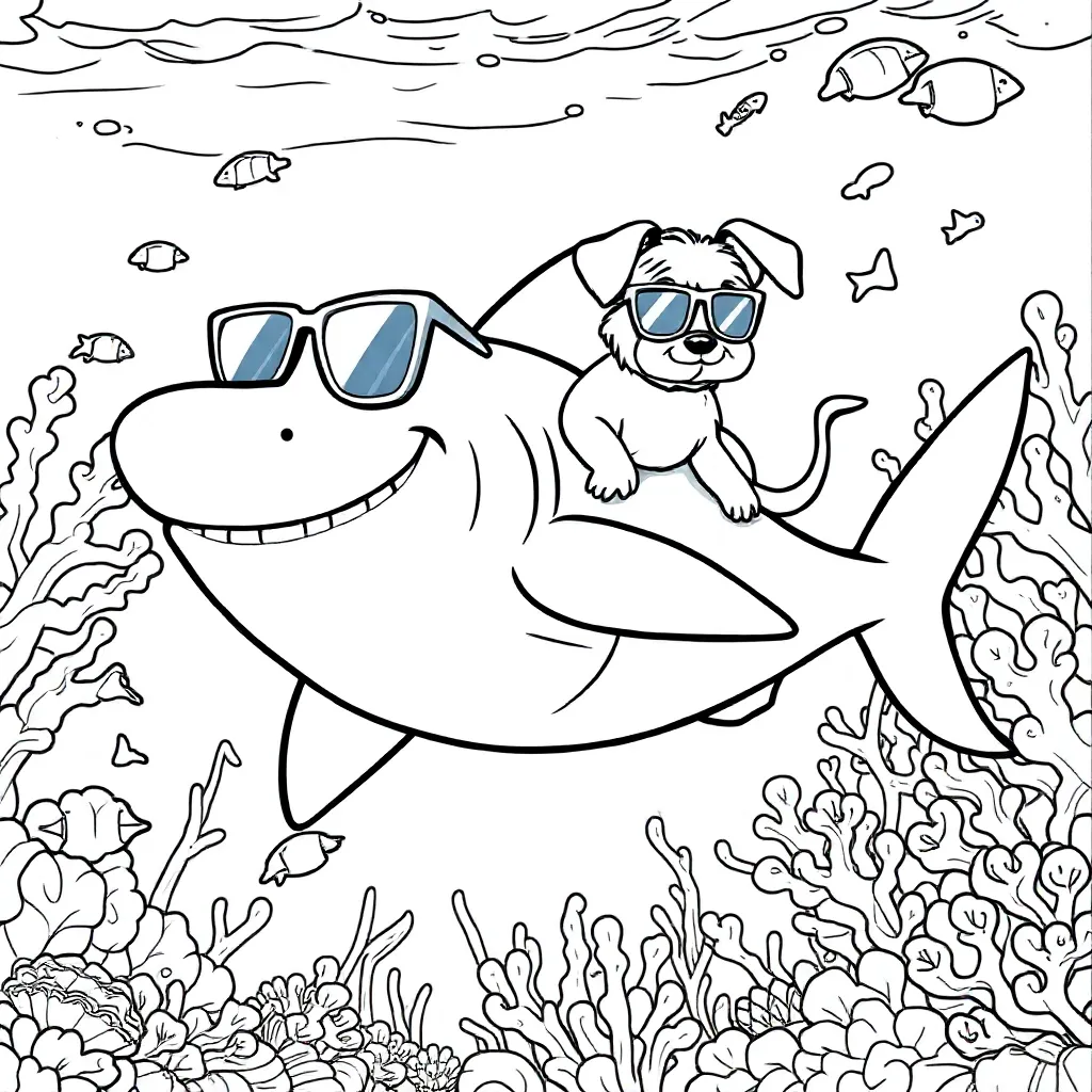 haai met hondje en zonnebril
