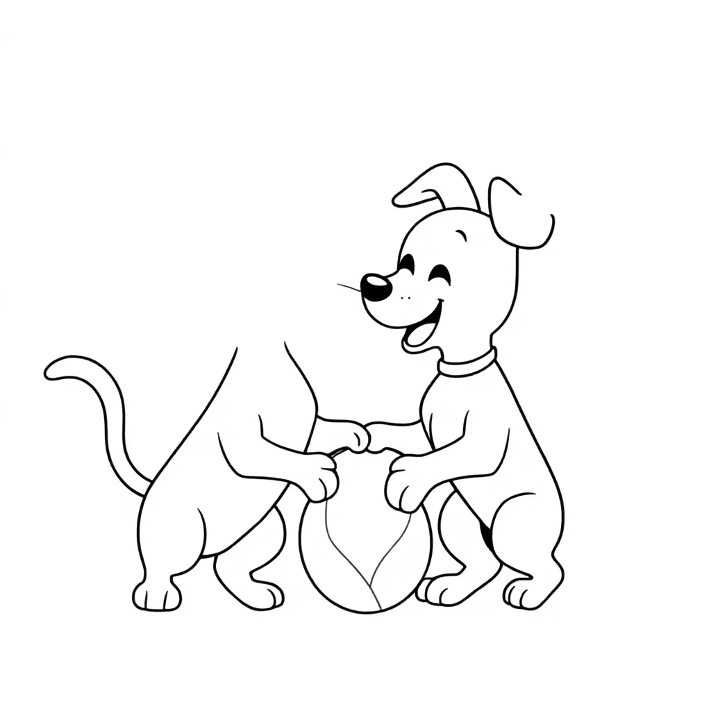 Een Kat En Hond Die Samen Aan Het Spelen Zijn Kleurplaat coloring page for children